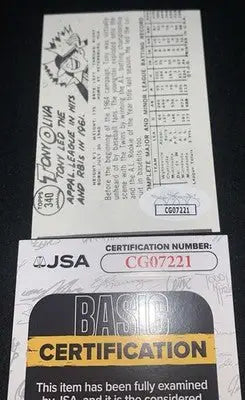 Certified Tony Oliva baseball card copy Minnesota Twins signed card with JSA COA