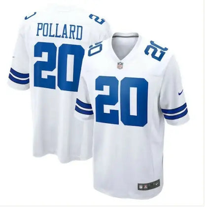 White Tony Pollard Dallas Cowboys Nike Game Player Jersey with #20 football jersey