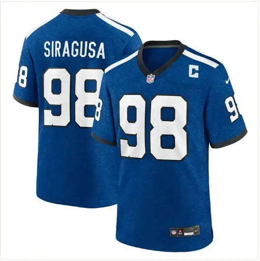 Blue Tony Siragusa Indianapolis Colts Nike game retired player jersey with number 98