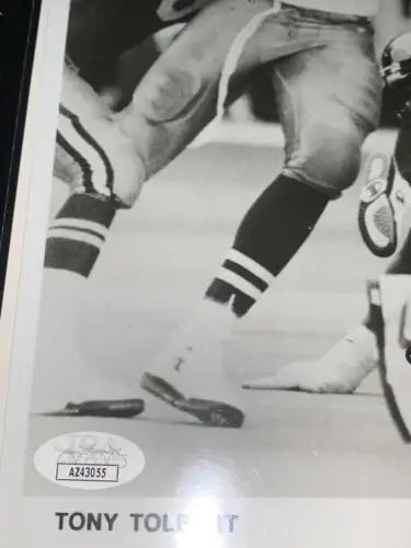 Tony Tolbert signed 1992 Dallas Cowboys black and white photo with UTEP inscription