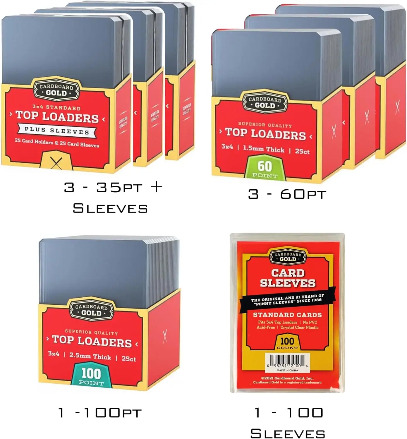 Cardboard Gold card protectors in Toploader Collector Bundle for ultimate card protection