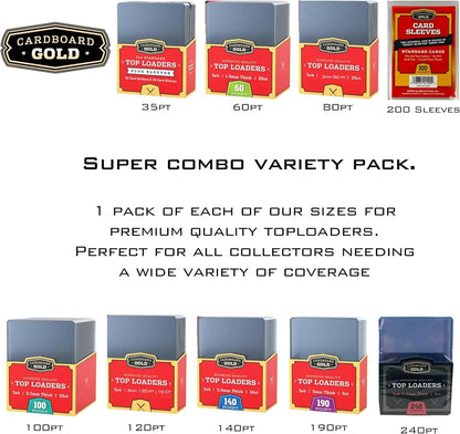 Cardboard Gold toploader variety pack for optimal card protection in hard plastic holders