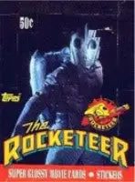 Vintage Topps 1991 Rocketeer trading card pack with costumed hero from the movie