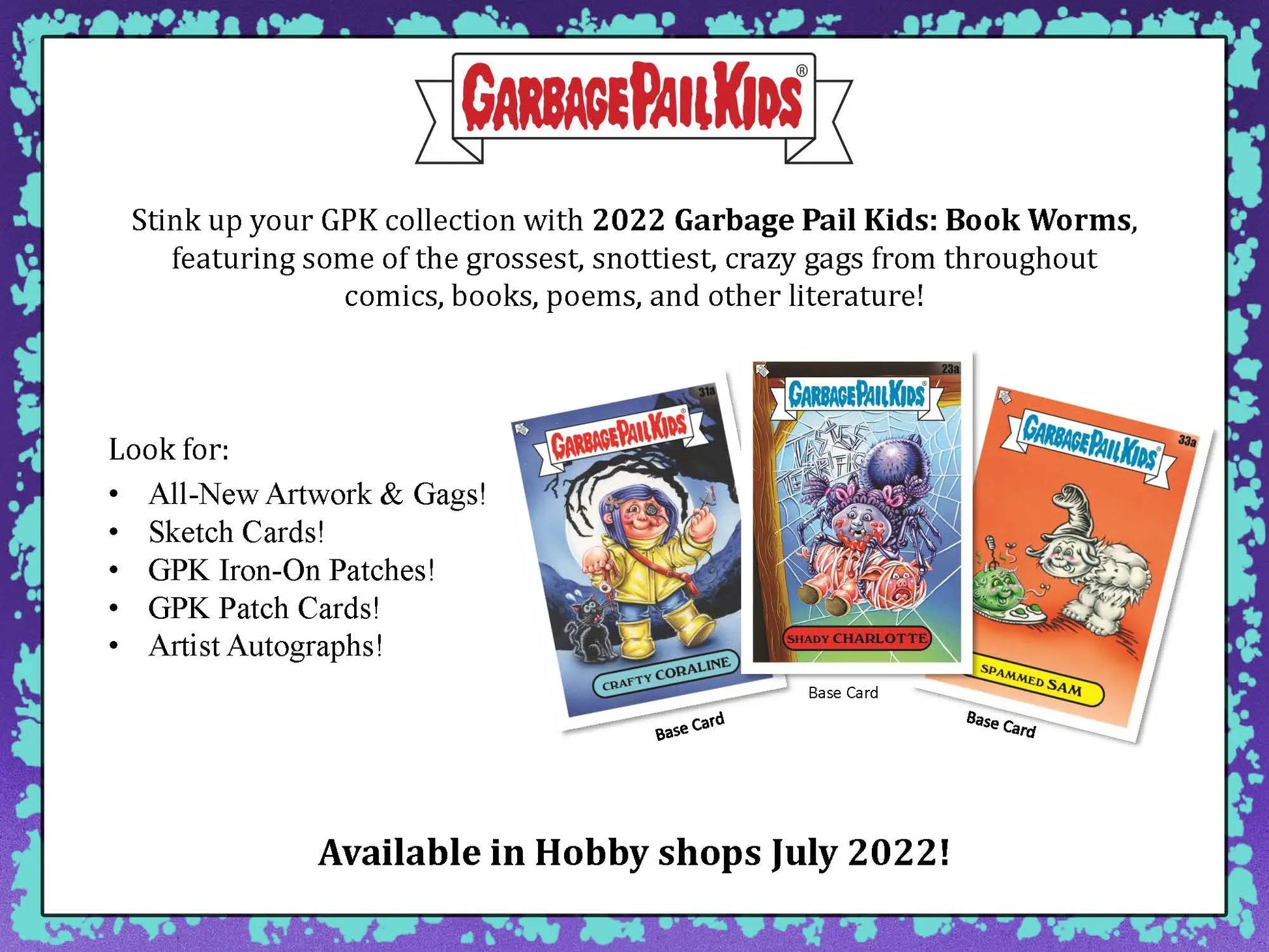 Garbage Pail Kids trading cards from Topps 2022 GPK Series 1 Book Worms collector