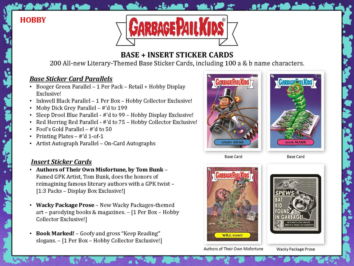 Garbage Pail Kids Series 1 Book Worms collector ad with GPK iron-on patch