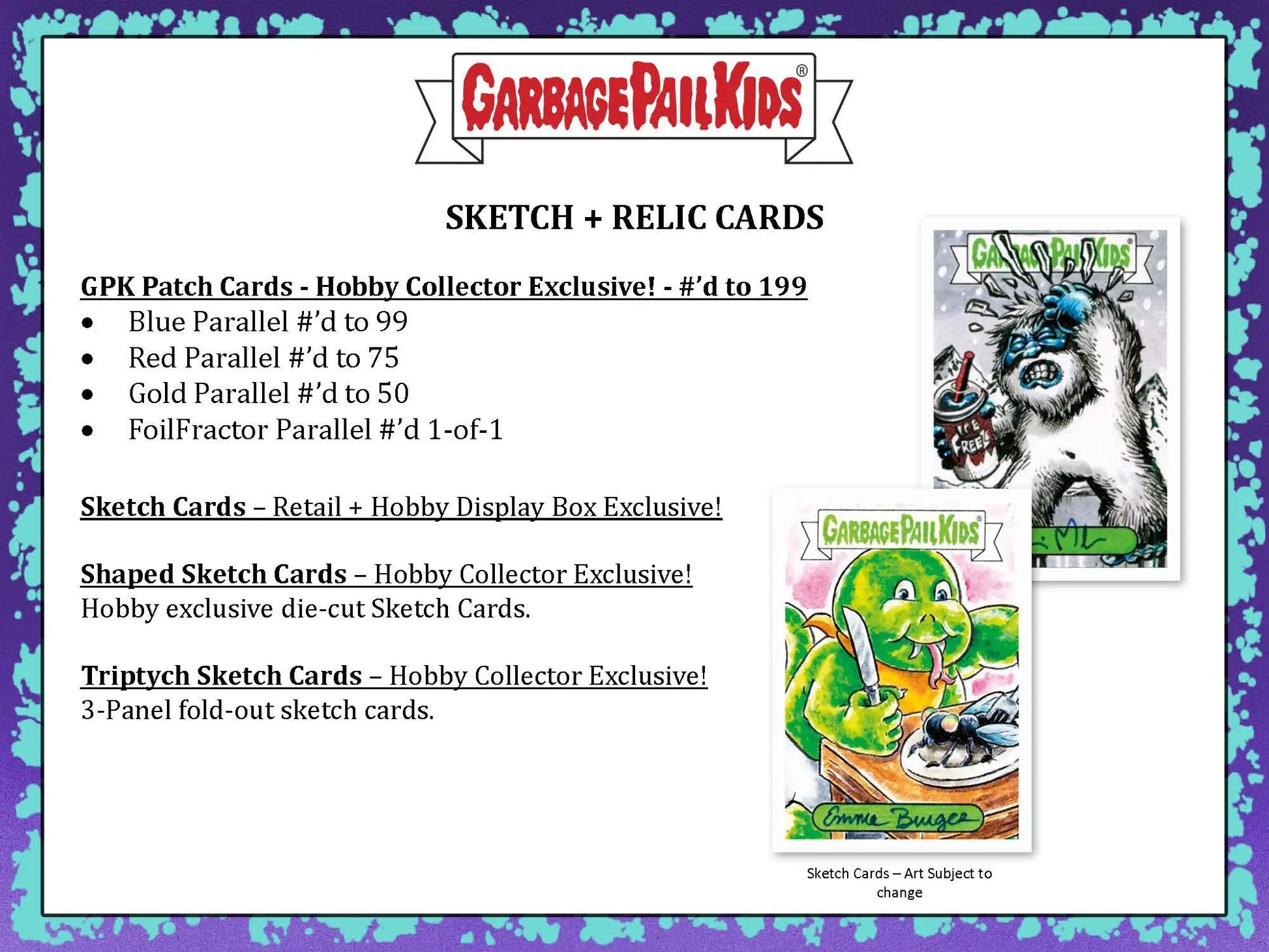 Garbage Pail Kids Series 1 Book Worms Collector trading card product info with GPK Iron-On Patch