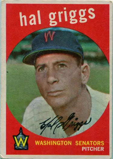 Vintage Topps Baseball 1959 Base Card 434 Hal Griggs trading card of Washington Senators pitcher
