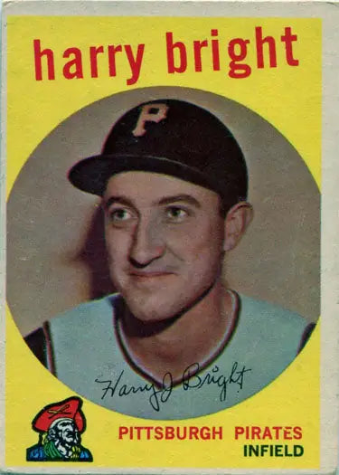 Vintage baseball card of Harry Bright, Pittsburgh Pirates infielder, Topps 1959 base card