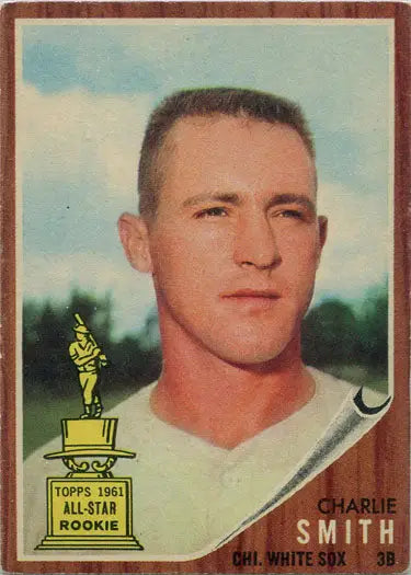 Vintage Topps Baseball 1962 Base Card 283 featuring Charlie Smith with serious expression