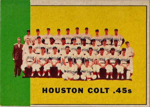 Vintage baseball team photo on Topps Baseball 1963 Base Card featuring Houston Colt