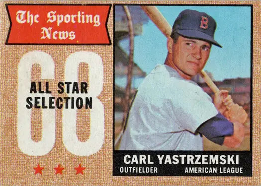 Vintage baseball card featuring Carl Yastrzemski from Topps Baseball Star Selection Card