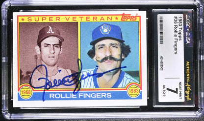 Graded Rollie Fingers Topps Baseball base card autograph CGC 7 Near Mint condition