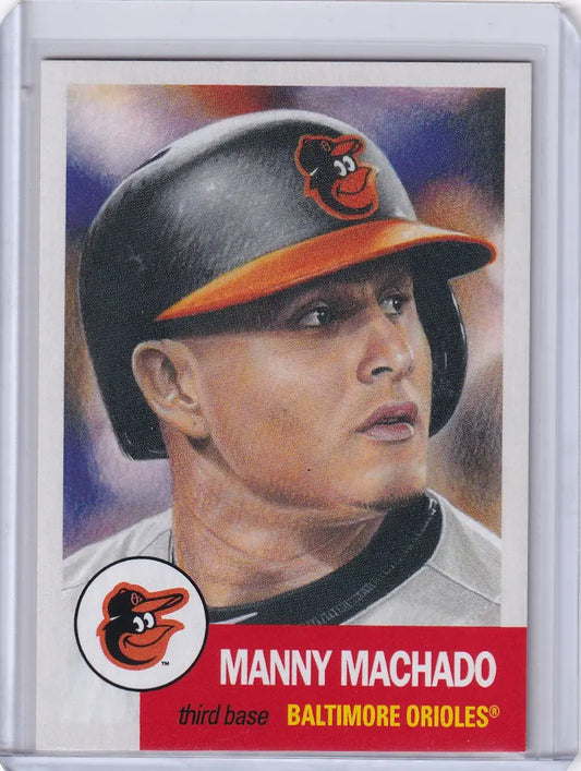 Baseball card of Manny Machado from Topps Baseball Living Set featuring Baltimore Orioles