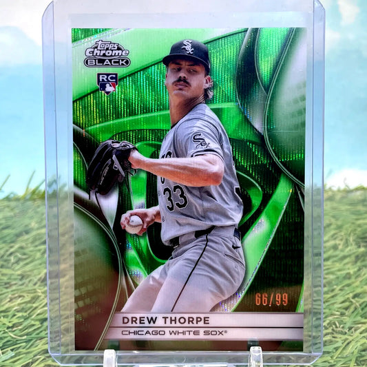 Topps Chrome Black 2025 Drew Thorpe baseball card White Sox #52 green /99