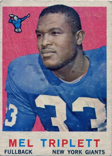 Vintage Topps Football 1959 Base Card 160 Mel Triplett in blue jersey number 33