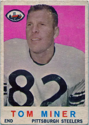 Vintage Topps Football 1959 Base Card 52 Tom Miner featuring Pittsburgh Steelers jersey 82