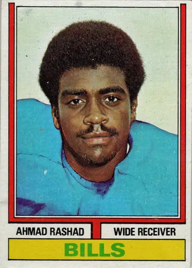Vintage Topps Football 1974 Base Card 105 Ahmad Rashad trading card in light blue jersey