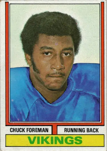 Vintage 1974 Minnesota Vikings Chuck Foreman base card for trading cards collection