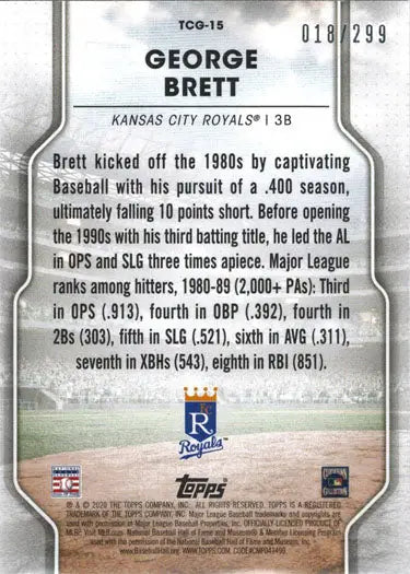 Topps Of The Class Baseball 2020 Greats Foil Card TCG-15 George Brett 018/299 - Sports Cards - Baseball Single