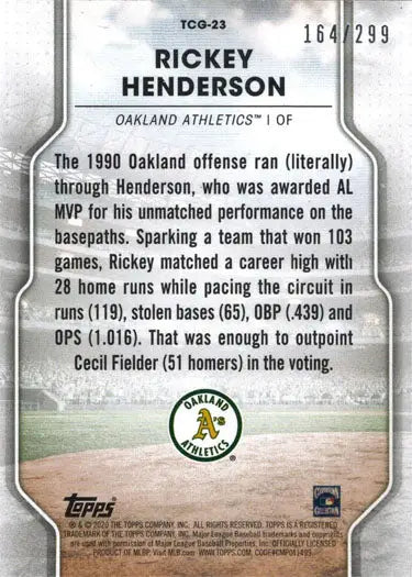 Rickey Henderson Oakland Athletics Greats Foil Card Topps Of The Class Baseball 2020