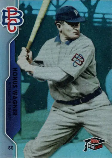 Baseball card of Honus Wagner in gray uniform, featured in Greats Foil Card TCG-6