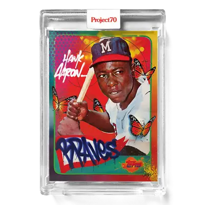 Hank Aaron card from TOPPS Project 70 featuring the 1965 Hank Aaron Card by RISK