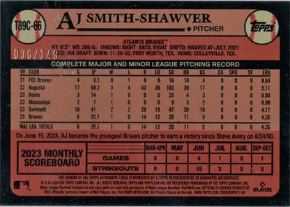 Baseball card featuring pitching stats 1990-96 in Topps Series 1 Chrome Silver Auto