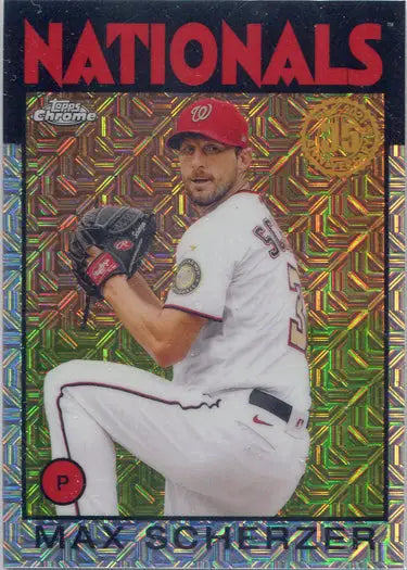 Max Scherzer throwing stance on Topps Series One Chrome Silver Card 86BC-95