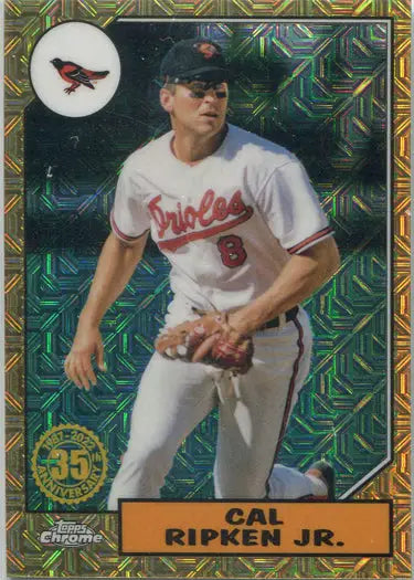 Cal Ripken Jr. in Orioles uniform on Topps 2022 Chrome Silver Card T87C-86