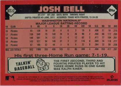 Josh Bell statistics on Topps Series Two Chrome Silver Card 86TC-57 baseball card