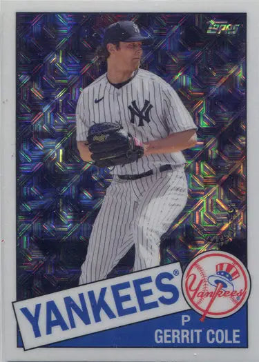 Baseball card of Gerrit Cole, New York Yankees pitcher, Topps Update Chrome Silver Card
