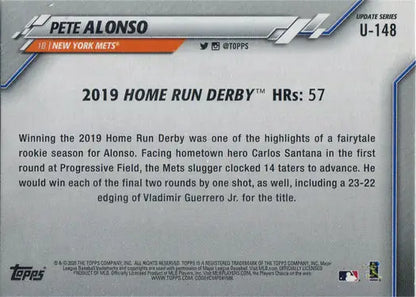 Pete Alonso 2019 Home Run Derby trading card from Topps Update Baseball 2020 set