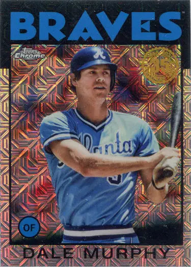 Atlanta Braves player swinging bat in Topps Update Baseball 2021 Chrome Silver Card