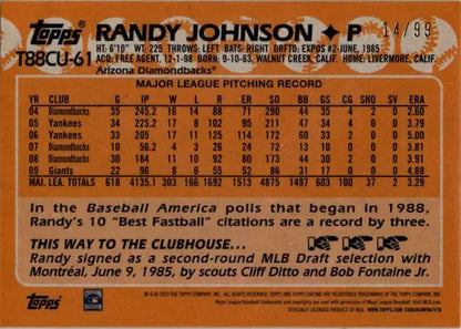 Randy Johnson baseball card in Topps Update 2023 Chrome Silver Green series