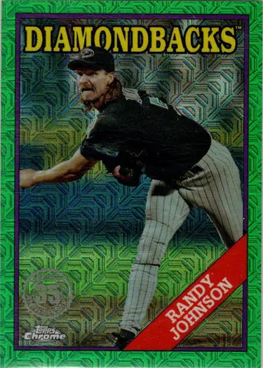 Randy Johnson baseball card from Topps Update 2023 Chrome Silver Green series
