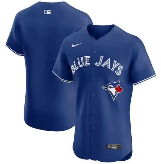Blue Toronto Blue Jays Nike Home Elite Jersey in royal color displayed on a product page