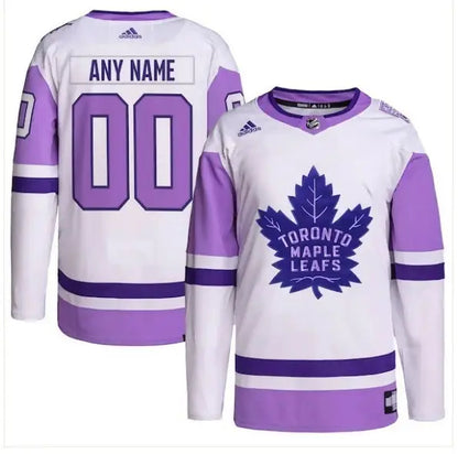 White and purple Toronto Maple Leafs adidas Hockey Fights Cancer Primegreen authentic jersey