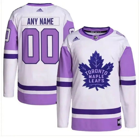 White and purple Toronto Maple Leafs adidas Hockey Fights Cancer Primegreen authentic jersey