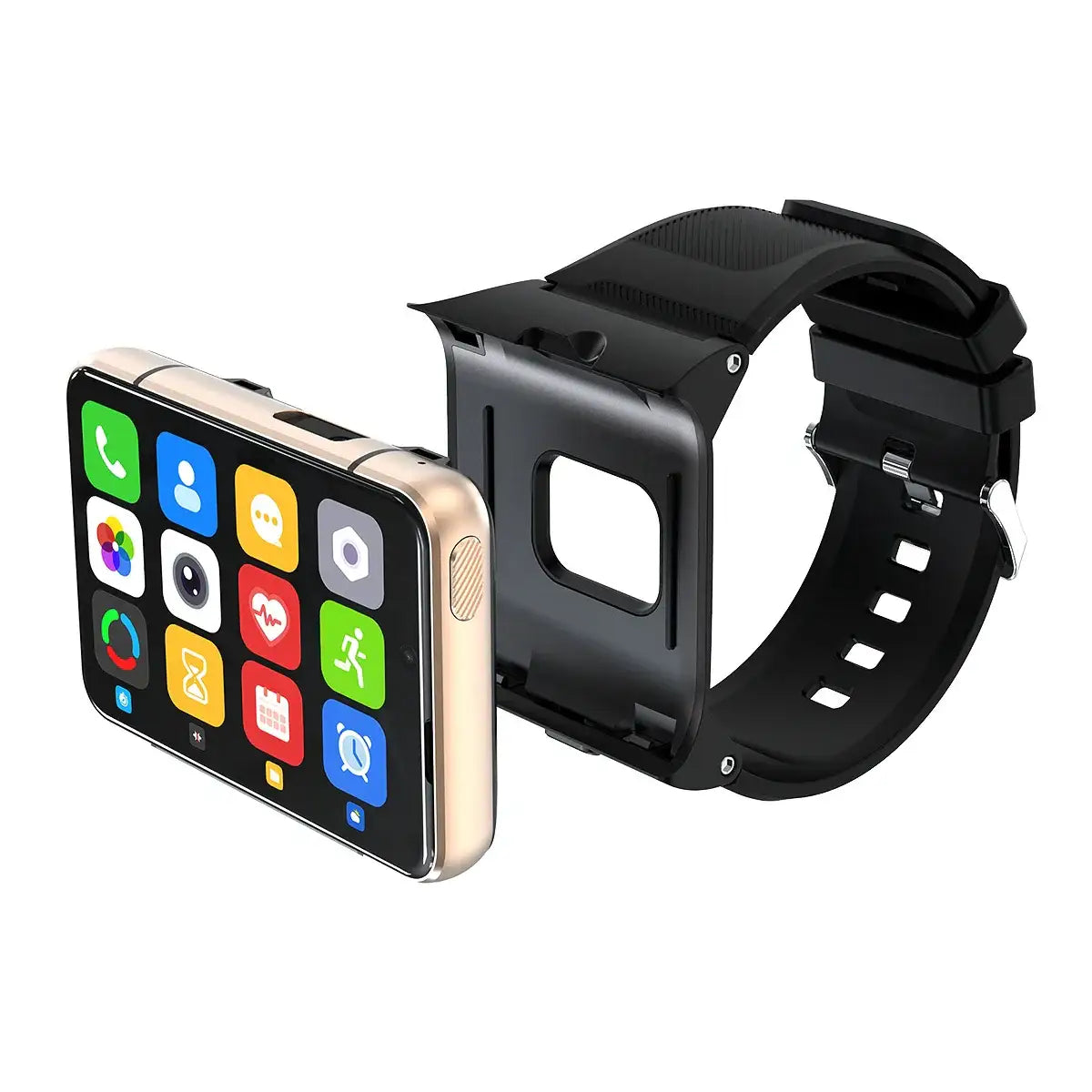 Gold-toned mini smartphone with colorful IPS screen and screen 4G Android smartwatch strap