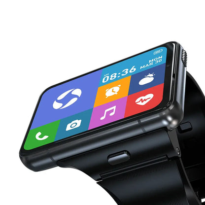 Black Touch Screen 4G Android Smartwatch with IPS Screen and colorful app icons