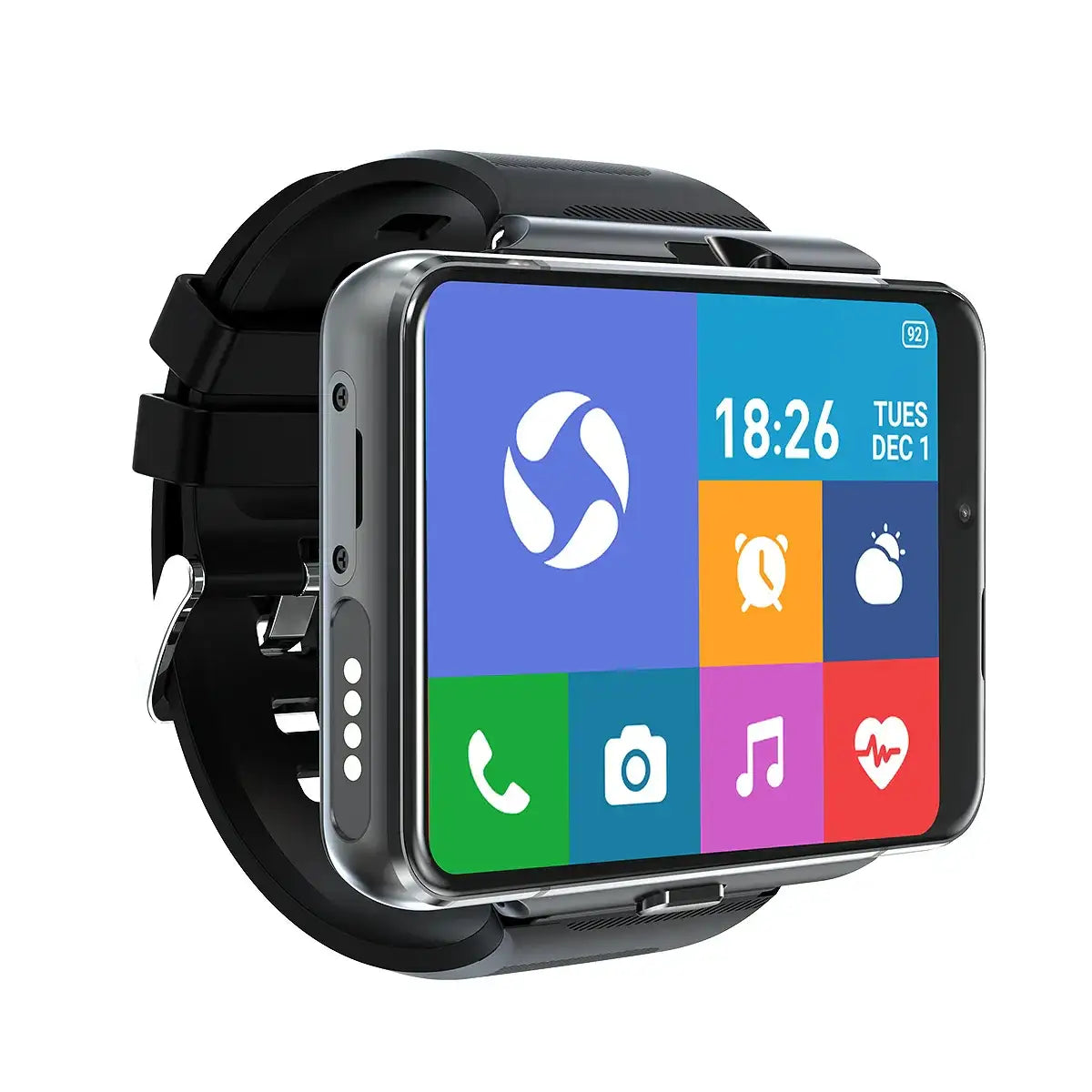 Black Touch Screen 4G Android Smartwatch with IPS screen and full-color display