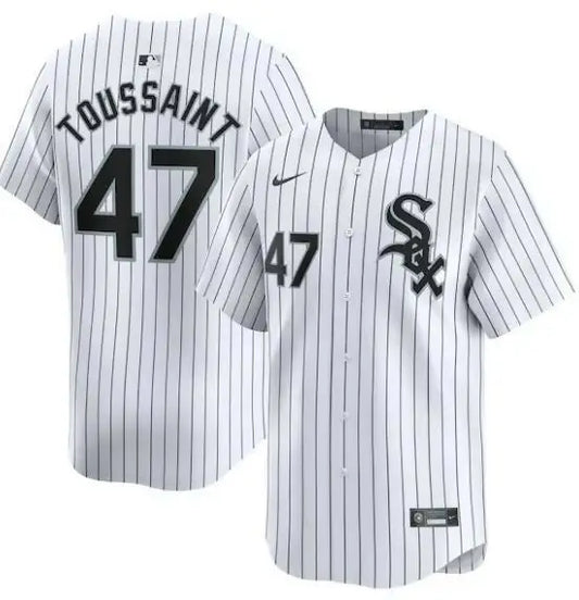 White pinstripe baseball jersey worn by Touki Toussaint for Chicago White Sox Nike Home limited edition