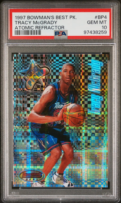 Tracy McGrady 1997 Bowmans Best Picks PSA 10 Gem Mint Atomic Refractor card