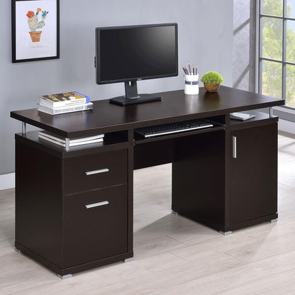 Tracy Modern Contemporary 55-Inch 2-Drawer Home Office Computer Writing Desk Study Table with File Cabinet Storage Engineered Wood Eco-Friendly Laminate Brown 800107-1