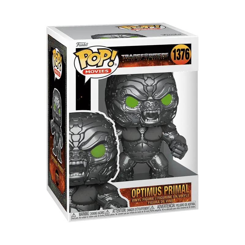 Optimus Primal Funko Pop! figure with glowing green eyes and dark metallic armor