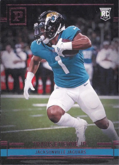 Football trading card of Travis Etienne Jr Rookie 2021 Panini Chronicles Jaguars