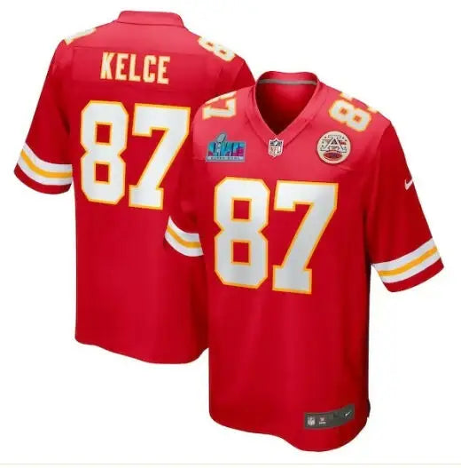Red NFL Kansas City Chiefs Travis Kelce Super Bowl LVII Patch Game Jersey