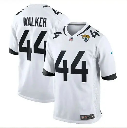 White Jacksonville Jaguars Nike Travis Walker football jersey featuring Walker Jacksonville Jaguars logo