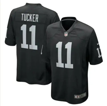 Black Las Vegas Raiders jersey with TUCKER and 11 for Tre Tucker Las Vegas Raiders fans