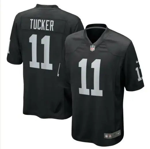 Black Las Vegas Raiders jersey with TUCKER and 11 for Tre Tucker Las Vegas Raiders fans